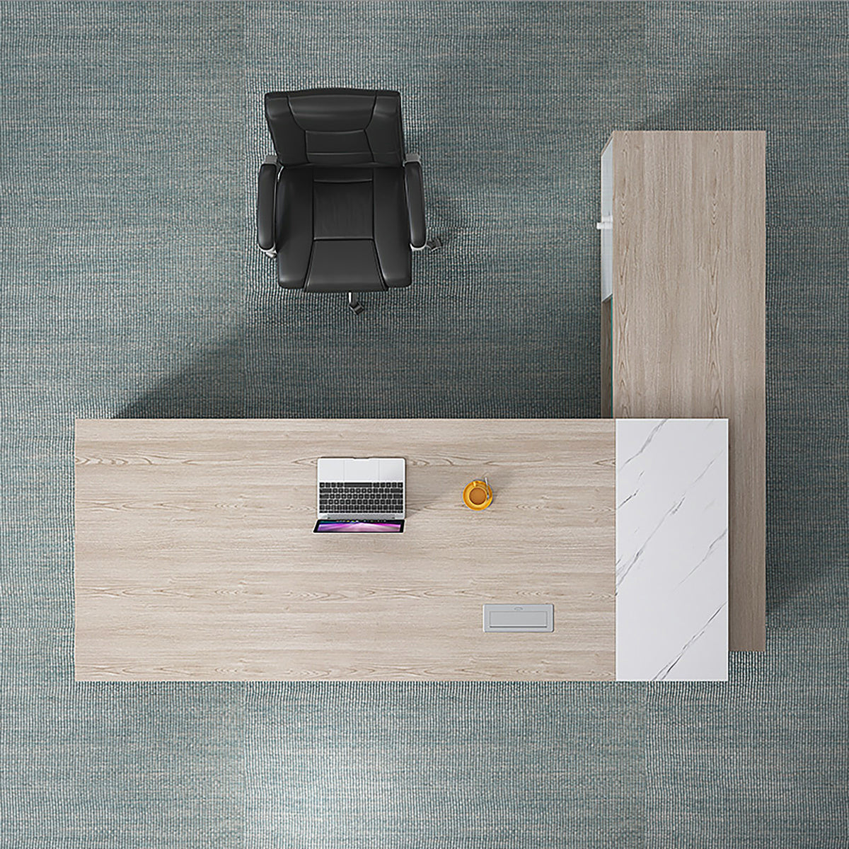 BDLFurniture Modern L Shaped Executive Desk Set Office Table Cabinet Chair 1.8m to 2.6m