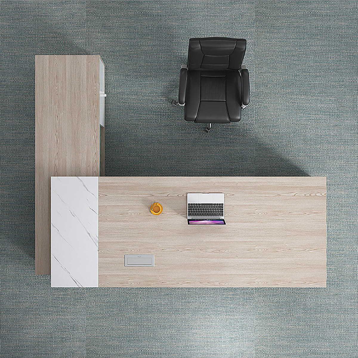 BDLFurniture Modern L Shaped Executive Desk Set Office Table Cabinet Chair 1.8m to 2.6m