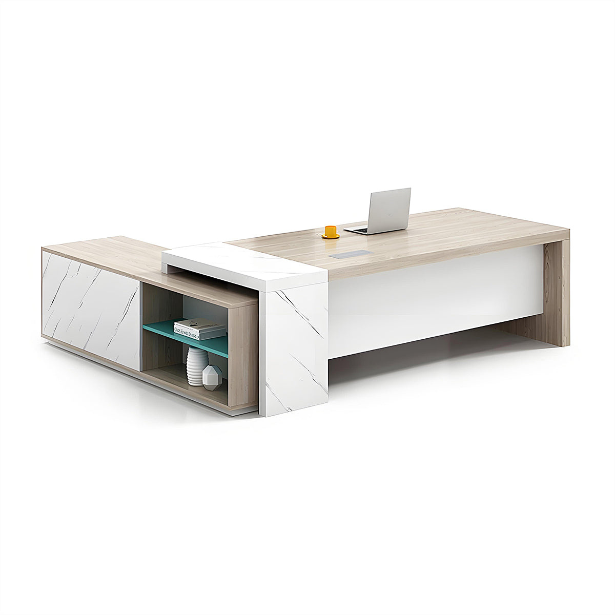 BDLFurniture Modern L Shaped Executive Desk Set Office Table Cabinet Chair 1.8m to 2.6m