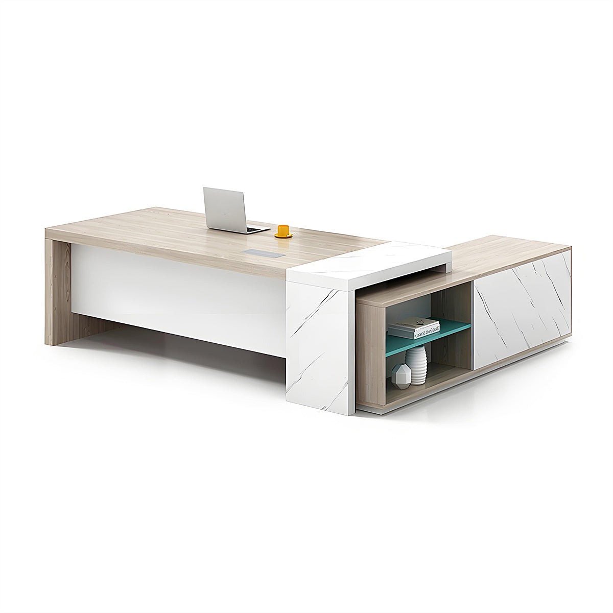 BDLFurniture Modern L Shaped Executive Desk Set Office Table Cabinet Chair 1.8m to 2.6m