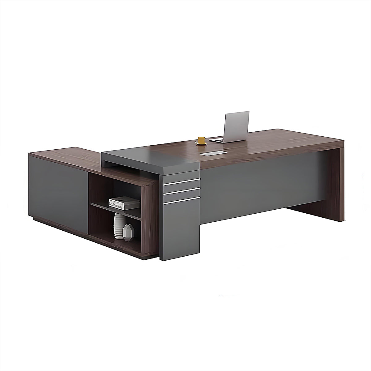 BDLFurniture Modern L Shaped Executive Desk Set Office Table Cabinet Chair 1.8m to 2.6m