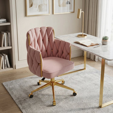 Modern Vanity Desk Chair Gold Fixed Base or 5 Star Swivel Gas Lift 10cm Chair Office
