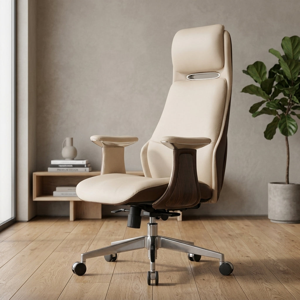 Genuine Leather Executive Chair Ergonomic Swivel Desk Seat High Mid Back Option