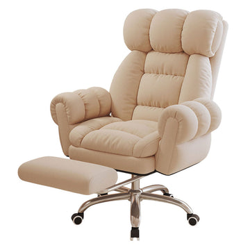 Ergonomic Desk Chair Reclining Home Office Sofa Chair With Footrest White & Green