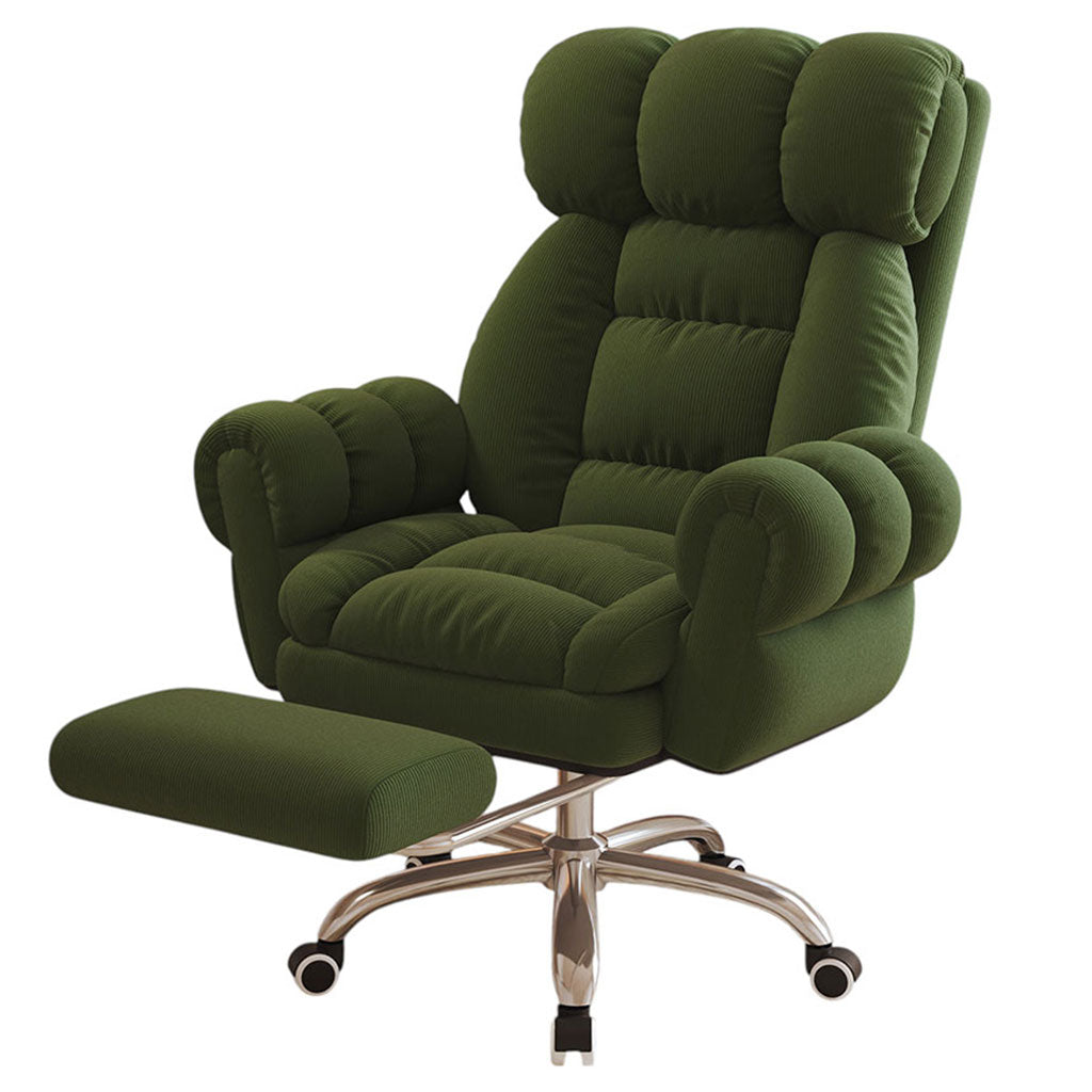 Ergonomic Desk Chair Reclining Home Office Sofa Chair With Footrest White & Green