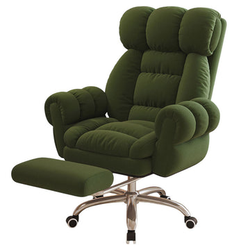 （In Stock Now）Ergonomic Desk Chair Reclining Home Office Sofa Chair With Footrest White & Green