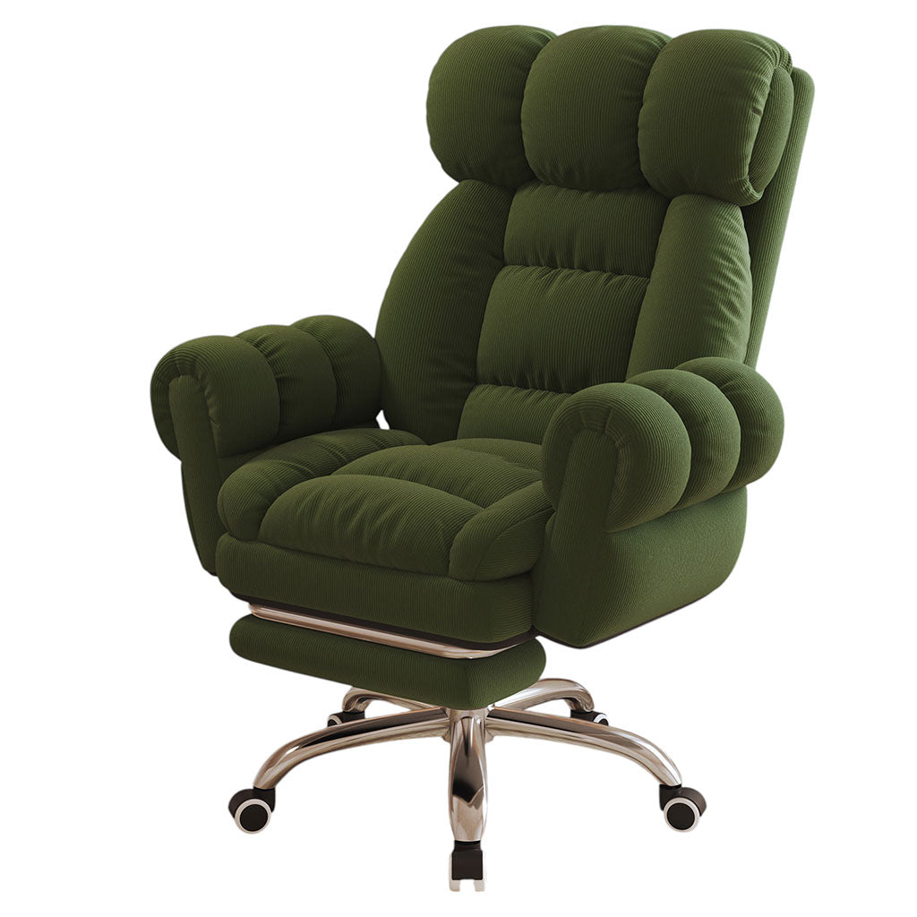 Ergonomic Desk Chair Reclining Home Office Sofa Chair With Footrest White & Green