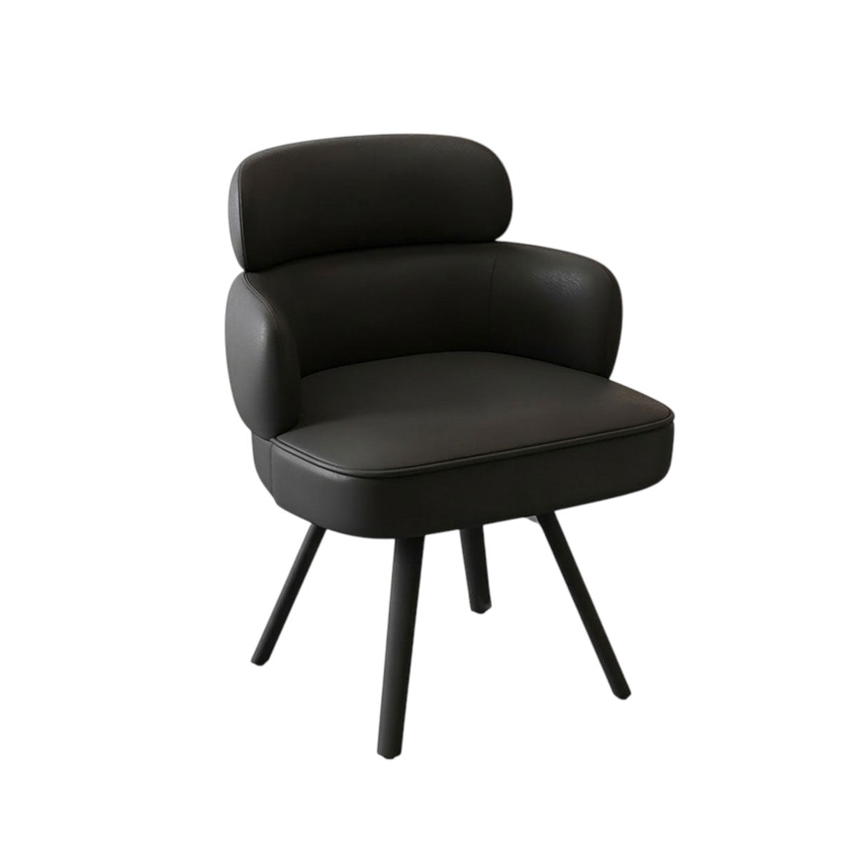 Modern 360° Swivel Dining Chair with Leather Upholstery, Foam Cushion and Carbon Steel Legs
