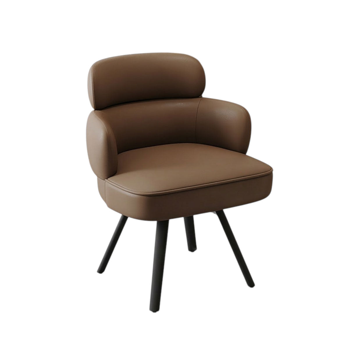 Modern 360° Swivel Dining Chair with Leather Upholstery, Foam Cushion and Carbon Steel Legs