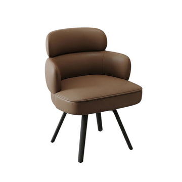 Modern 360° Swivel Dining Chair with Leather Upholstery, Foam Cushion and Carbon Steel Legs