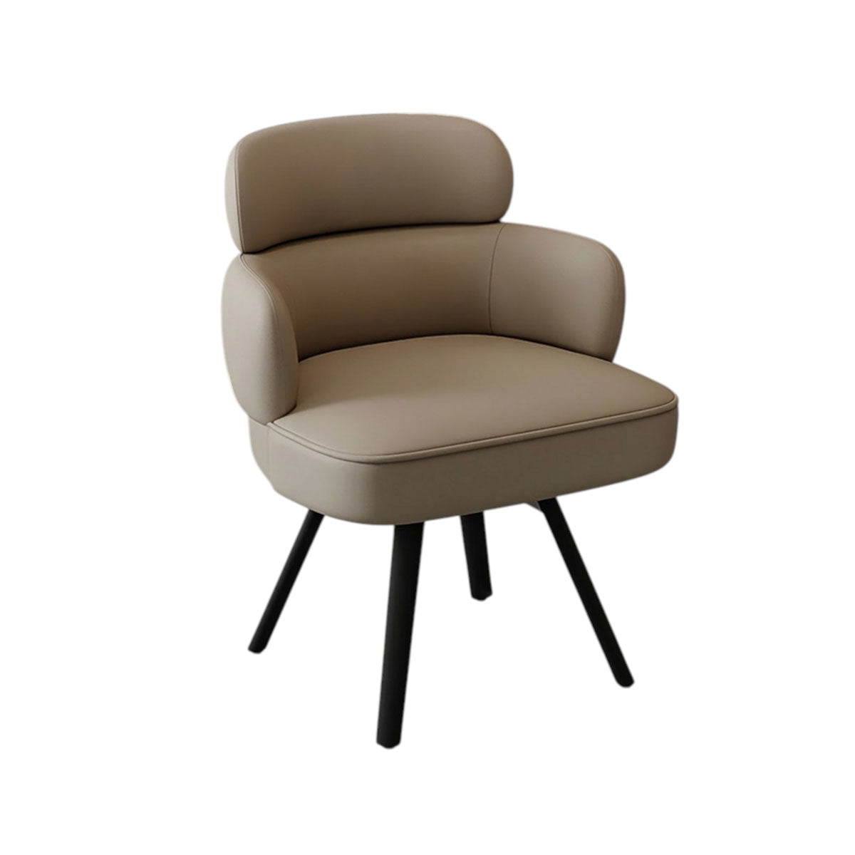 Modern 360° Swivel Dining Chair with Leather Upholstery, Foam Cushion and Carbon Steel Legs