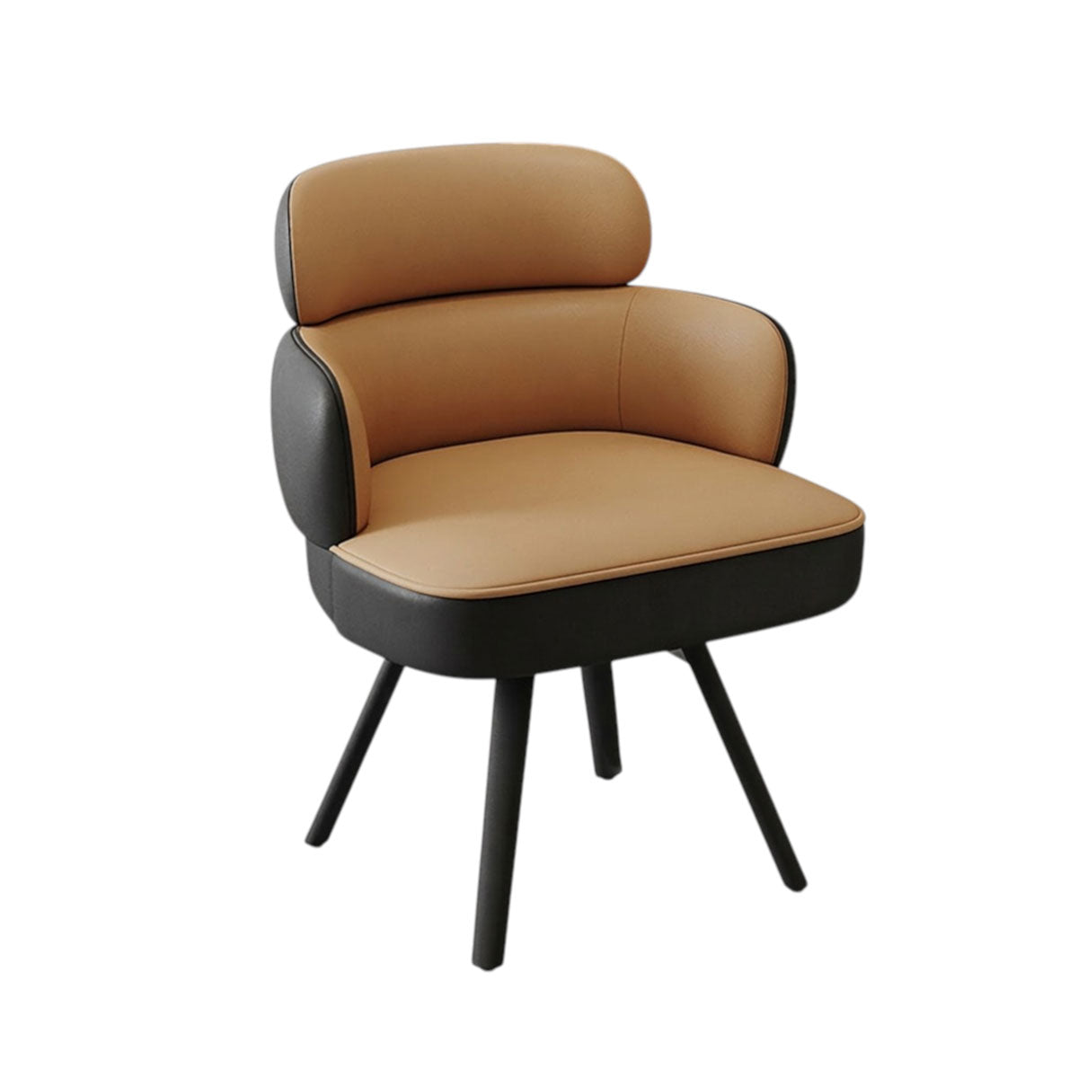 Modern 360° Swivel Dining Chair with Leather Upholstery, Foam Cushion and Carbon Steel Legs