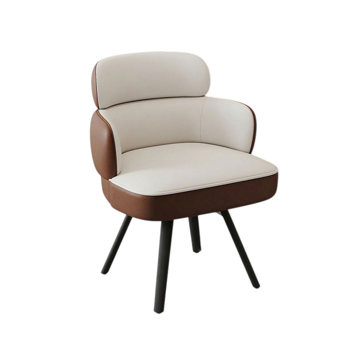 Modern 360° Swivel Dining Chair with Leather Upholstery, Foam Cushion and Carbon Steel Legs