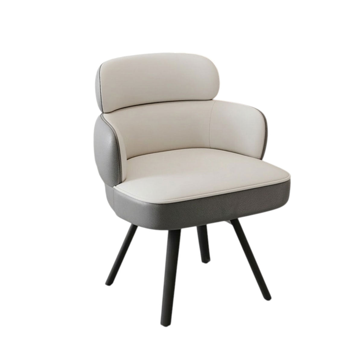 Modern 360° Swivel Dining Chair with Leather Upholstery, Foam Cushion and Carbon Steel Legs