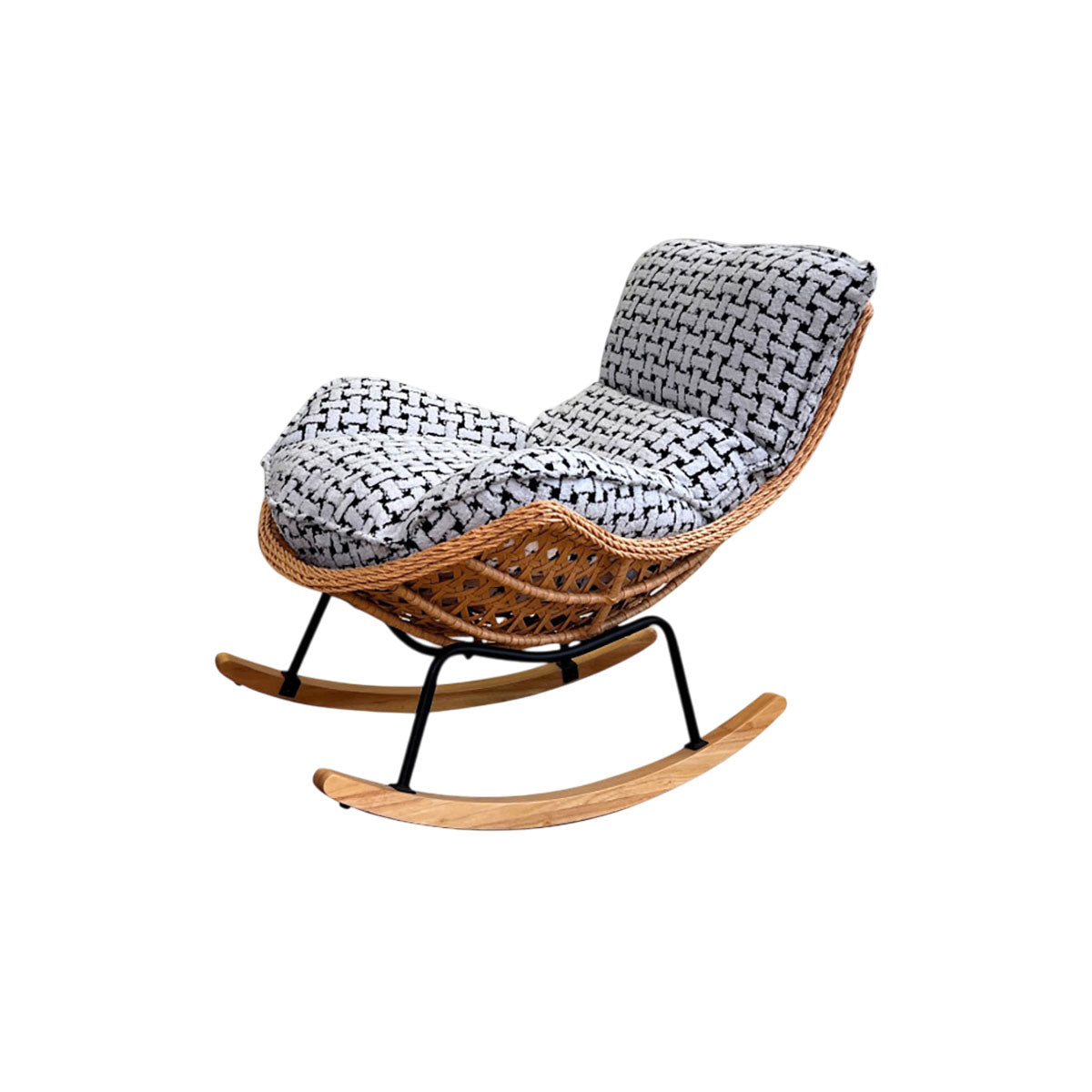 Rattan Rocking Chair with Footrest, Outdoor Lounge Chair with Removable Cushion for Patio