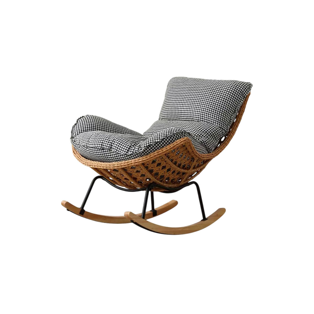 Rattan Rocking Chair with Footrest, Outdoor Lounge Chair with Removable Cushion for Patio