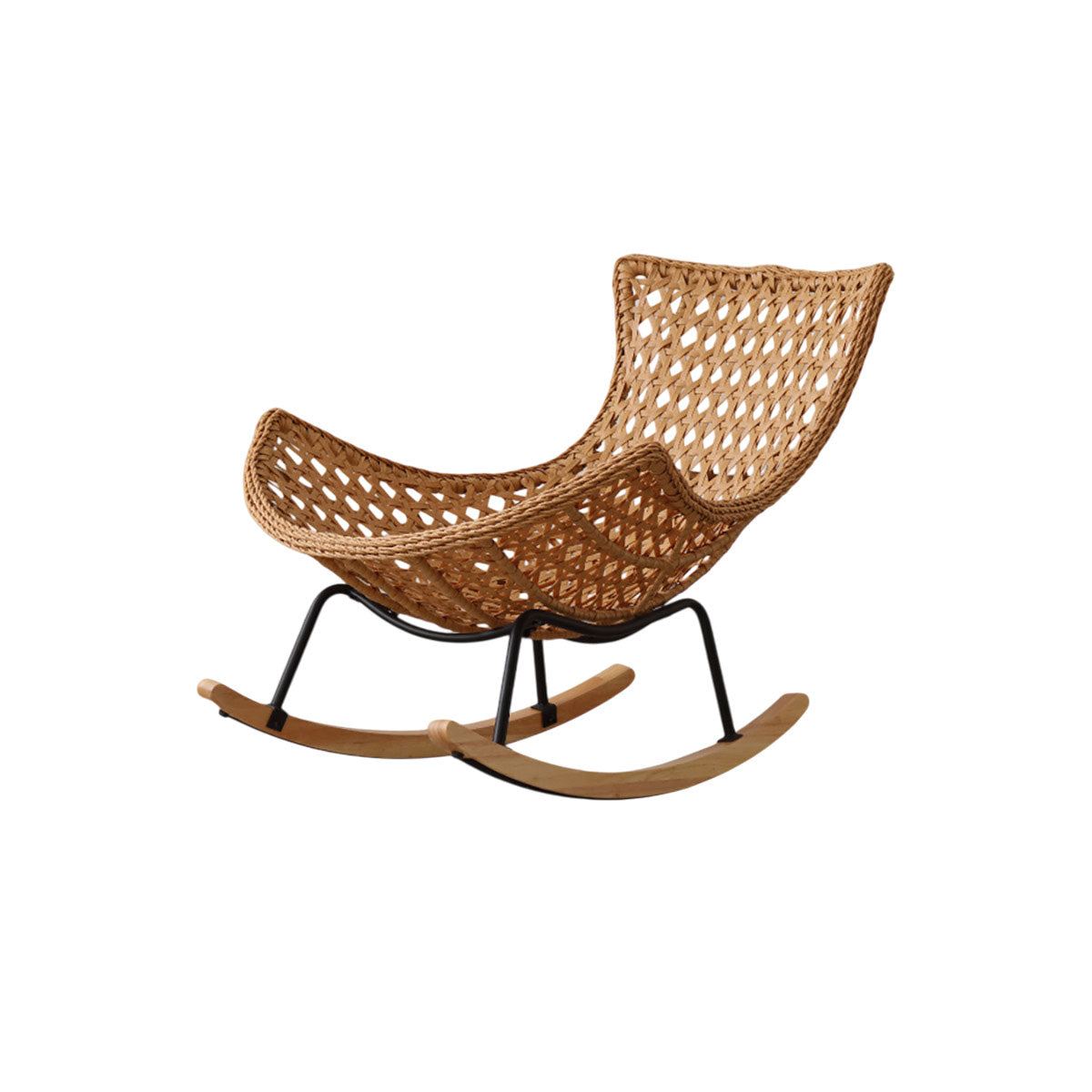 Rattan Rocking Chair with Footrest, Outdoor Lounge Chair with Removable Cushion for Patio