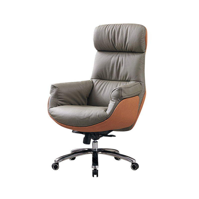 Executive Leather Office Chair & Desk Chair Reclining Swivel Height Commercial Leather Chair