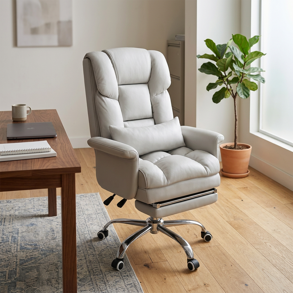 Ergonomic Reclining Office Chair, 360° Swivel, Adjustable Height, Optional Footrest