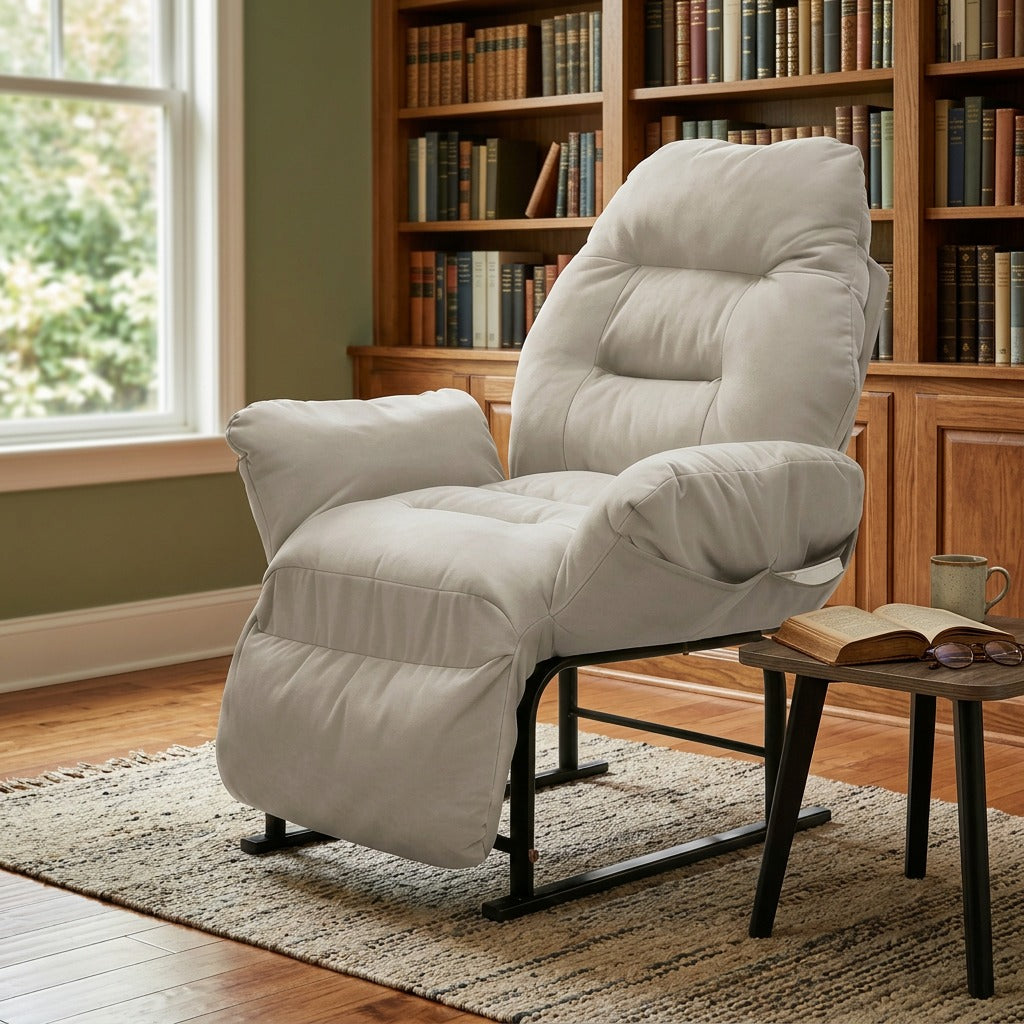 Cat-Scratch Leather Office Chair 5-Position Reclining Seat with Footrest Sofa Chair