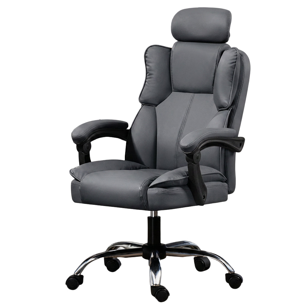 Ergonomic Office Chair with Tech Fabric Reclining Swivel Desk Seat | Black & Grey & Khaki
