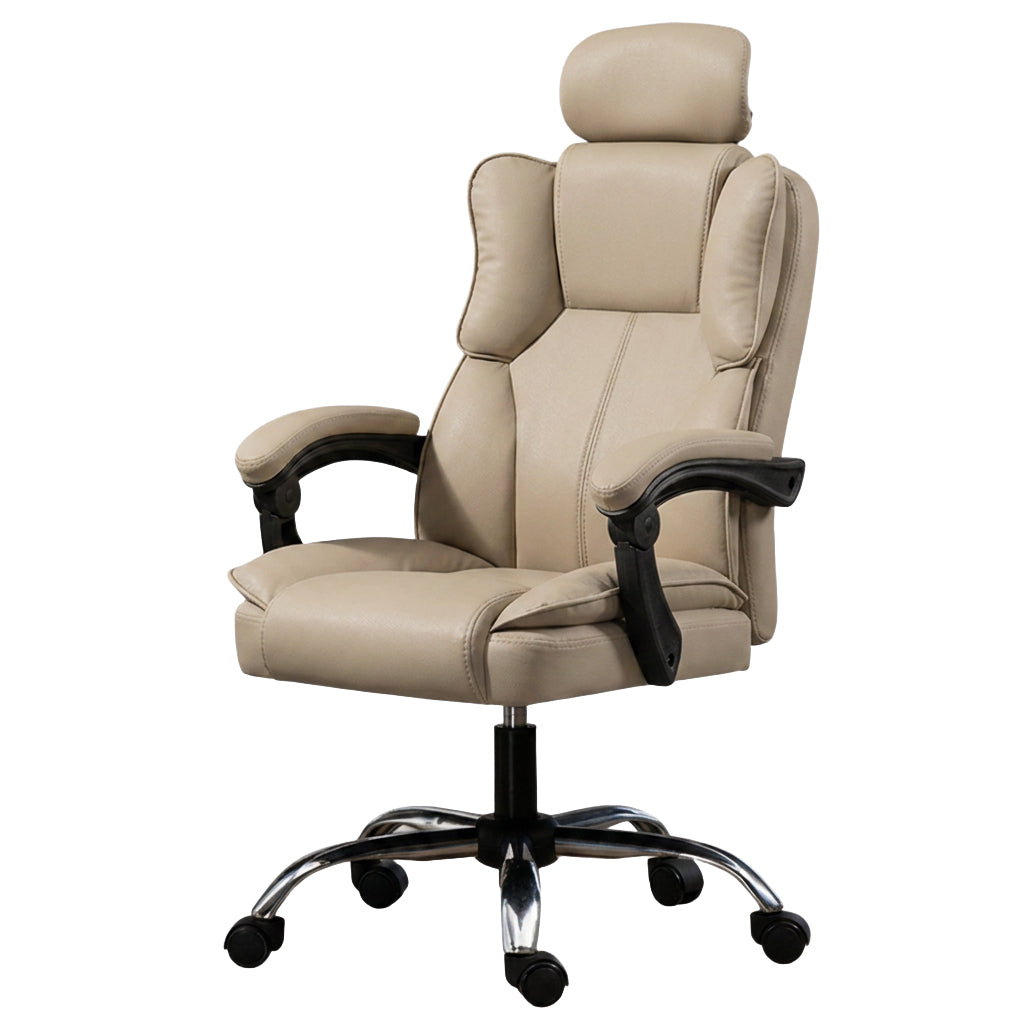 Ergonomic Office Chair with Tech Fabric Reclining Swivel Desk Seat | Black & Grey & Khaki