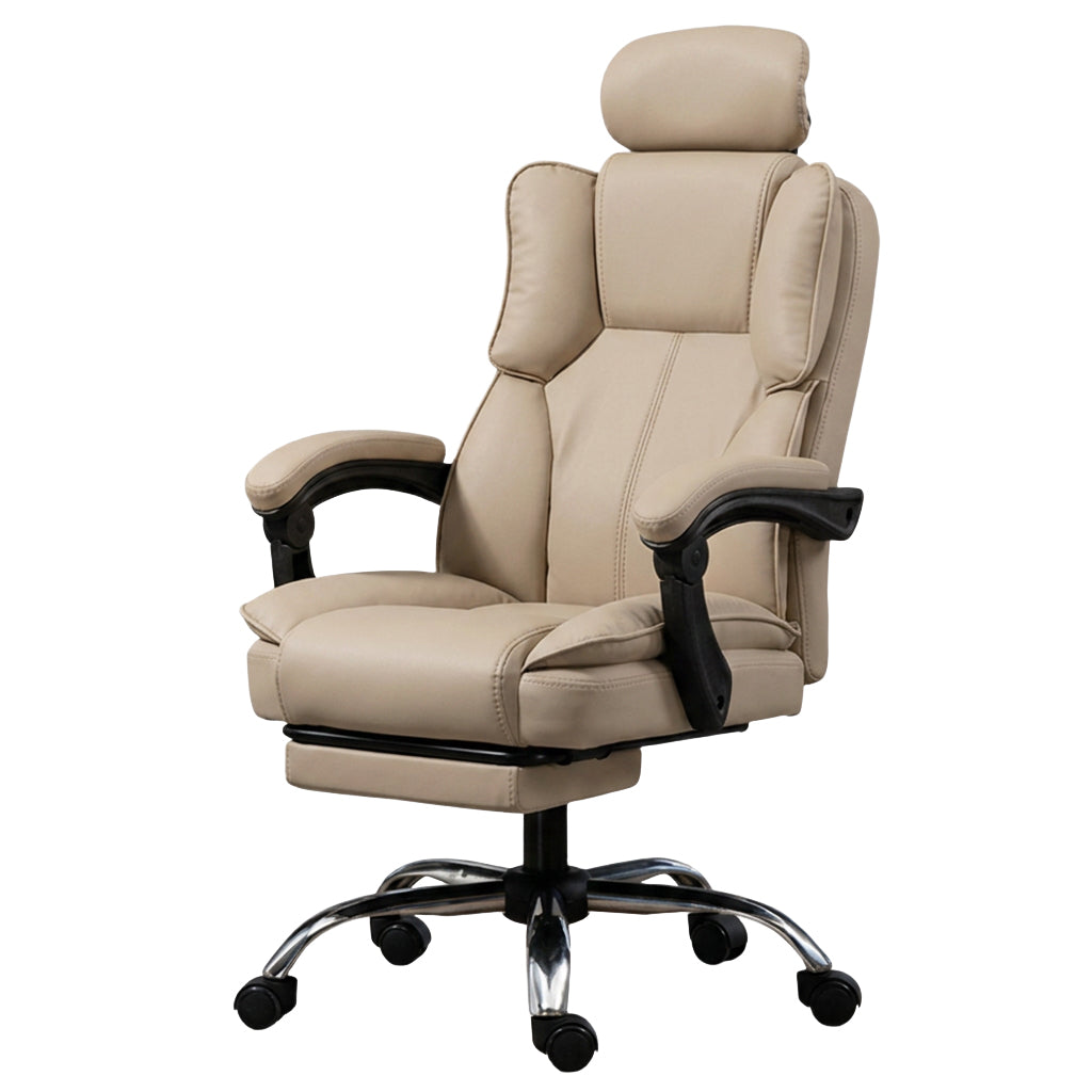 Ergonomic Office Chair with Tech Fabric Reclining Swivel Desk Seat | Black & Grey & Khaki