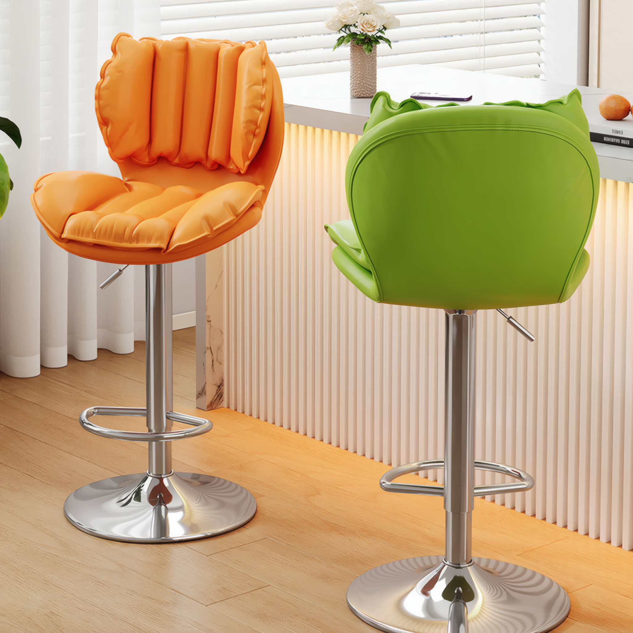 Bar Stool Swivel Gas Lift Counter Chair Salon Reception High Stool Backrest Set