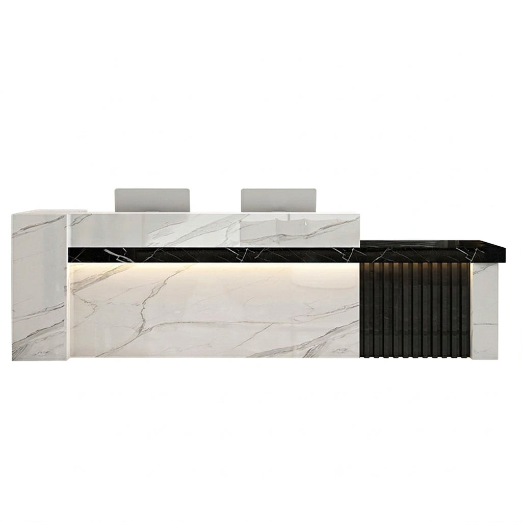Modern LED Reception Desk Cashier Counter with Ample Storage & Drawers BDLFurniture