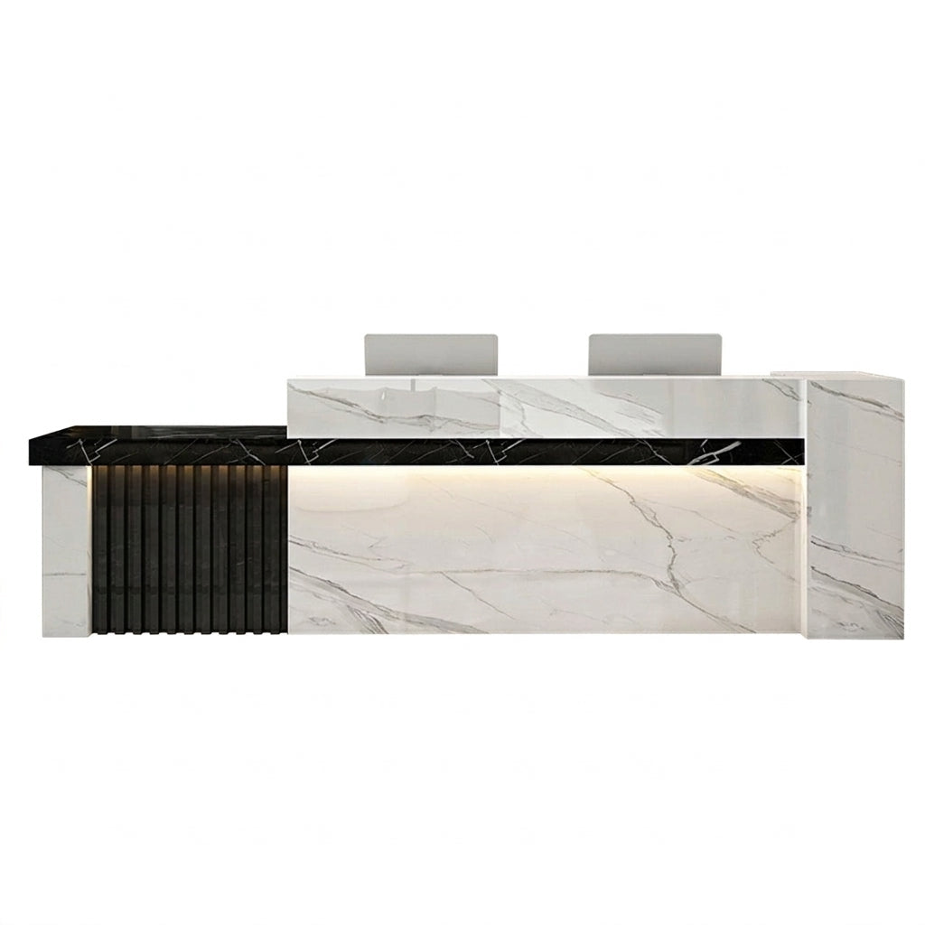 Modern LED Reception Desk Cashier Counter with Ample Storage & Drawers BDLFurniture