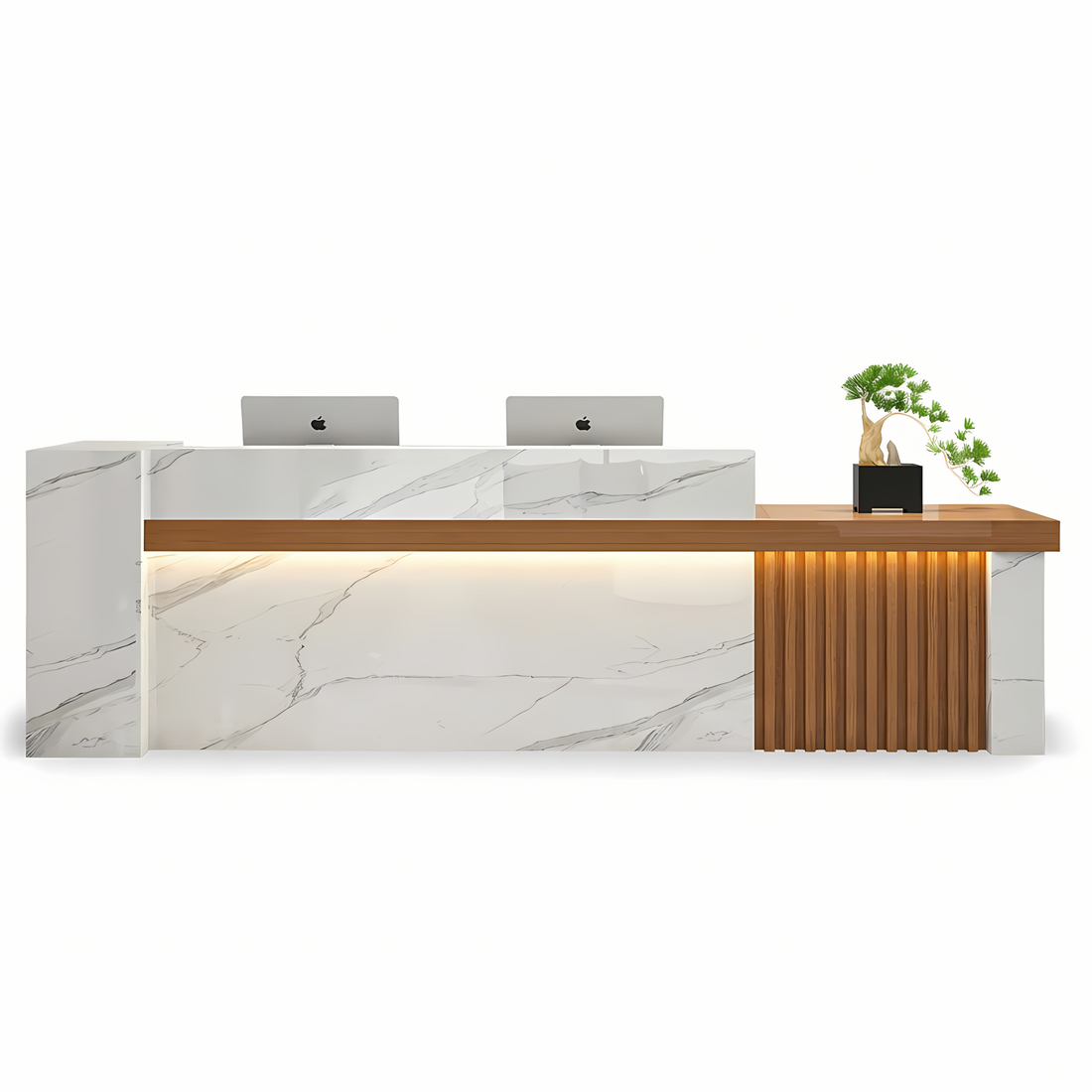 Modern LED Reception Desk Cashier Counter with Ample Storage & Drawers BDLFurniture
