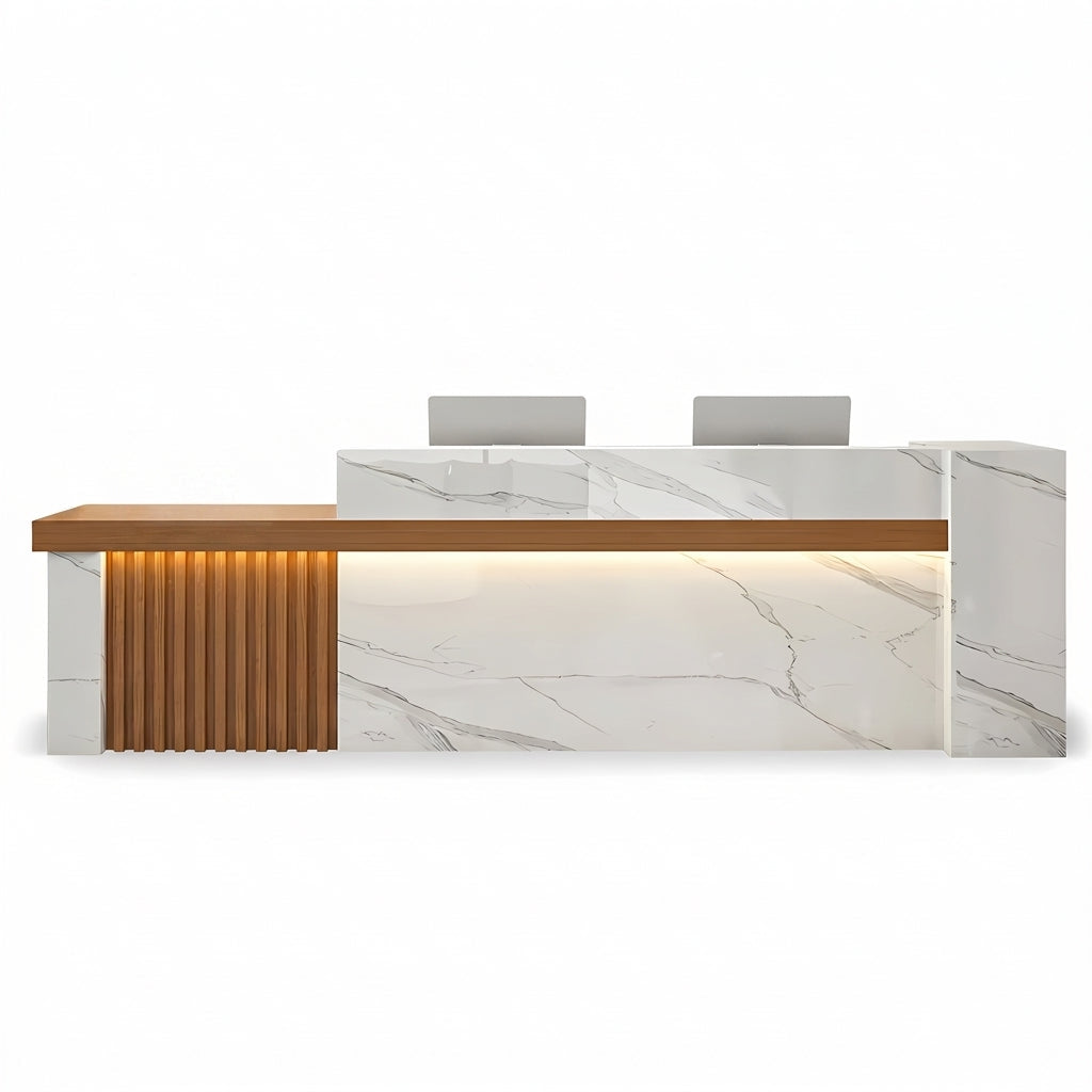 Modern LED Reception Desk Cashier Counter with Ample Storage & Drawers BDLFurniture