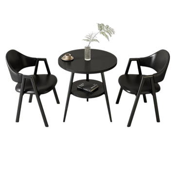 BDLFurniture Small Round Table and 2 Chairs Set Cafe Balcony Office Lounge Desk Compact Design