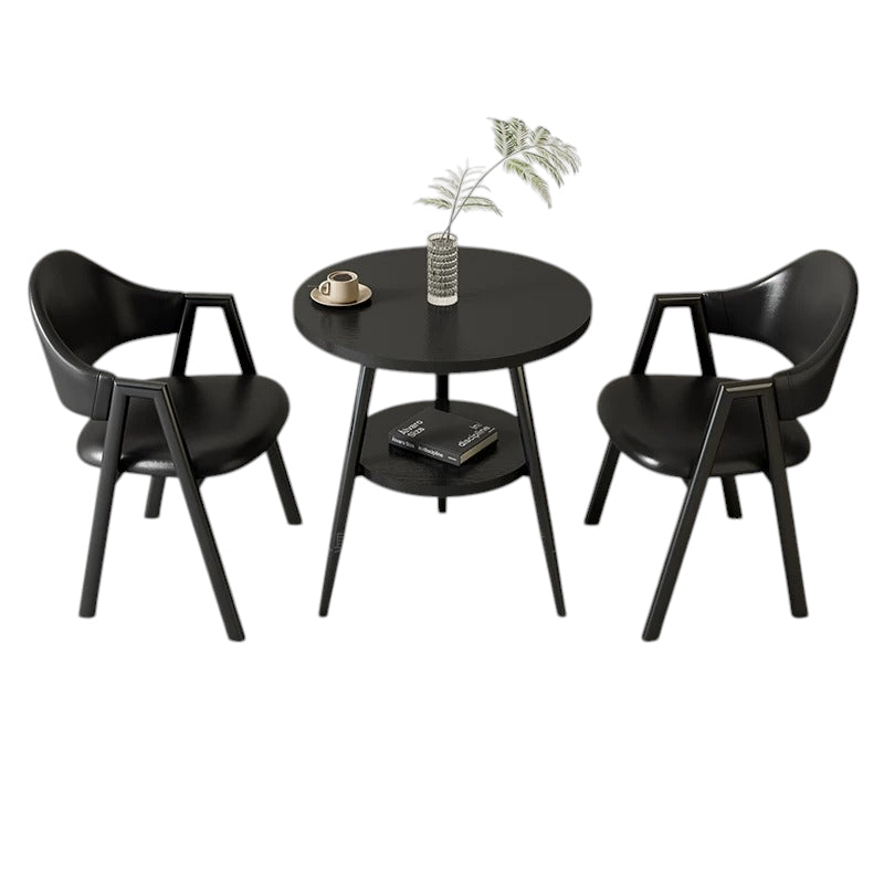 BDLFurniture Small Round Table and 2 Chairs Set Cafe Balcony Office Lounge Desk Compact Design