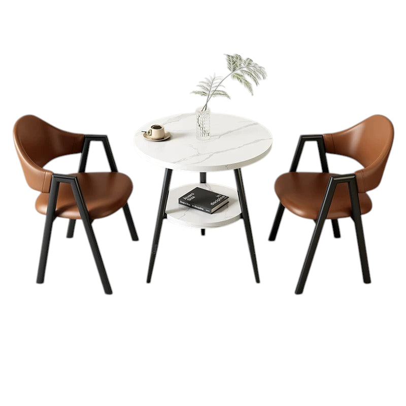 BDLFurniture Small Round Table and 2 Chairs Set Cafe Balcony Office Lounge Desk Compact Design