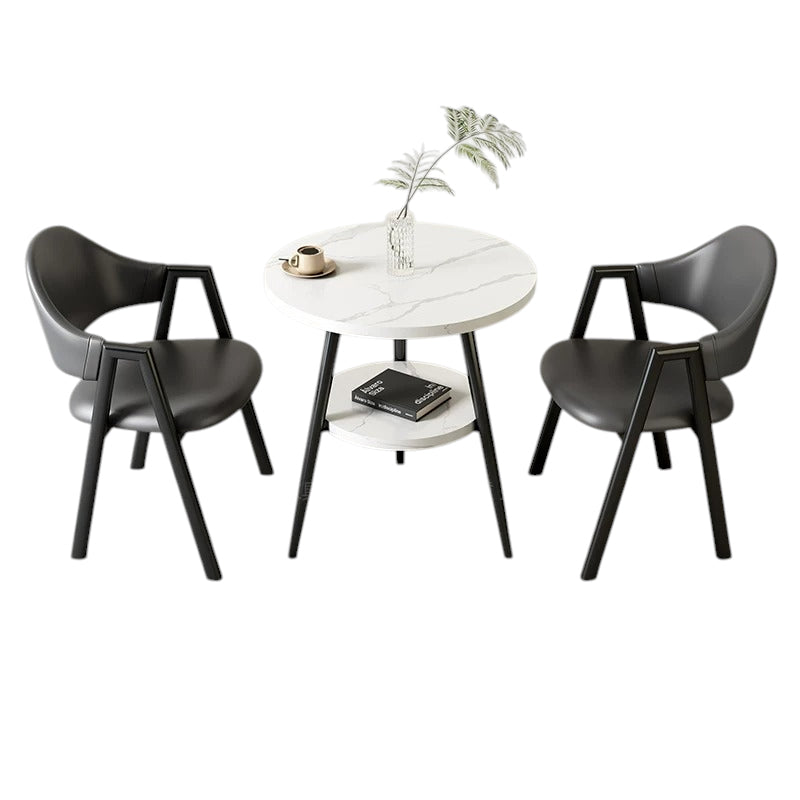BDLFurniture Small Round Table and 2 Chairs Set Cafe Balcony Office Lounge Desk Compact Design