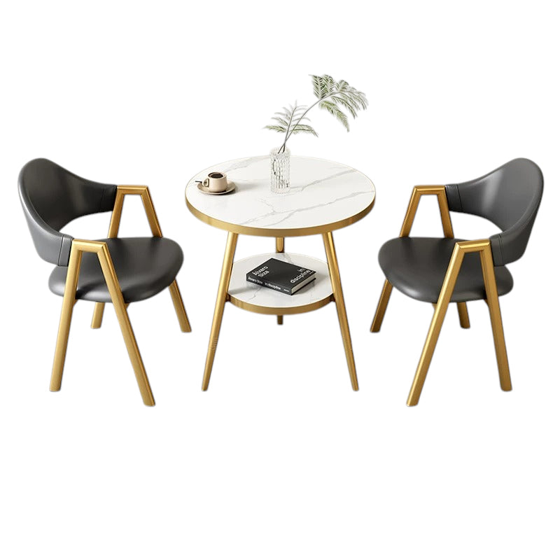 BDLFurniture Small Round Table and 2 Chairs Set Cafe Balcony Office Lounge Desk Compact Design