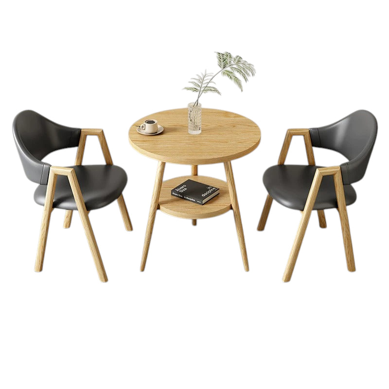 BDLFurniture Small Round Table and 2 Chairs Set Cafe Balcony Office Lounge Desk Compact Design