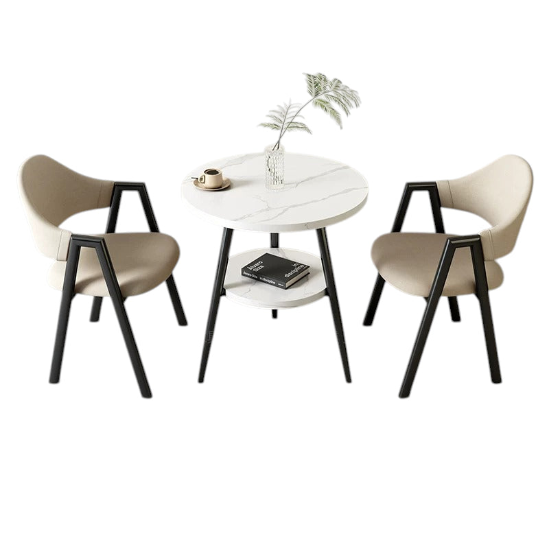 BDLFurniture Small Round Table and 2 Chairs Set Cafe Balcony Office Lounge Desk Compact Design