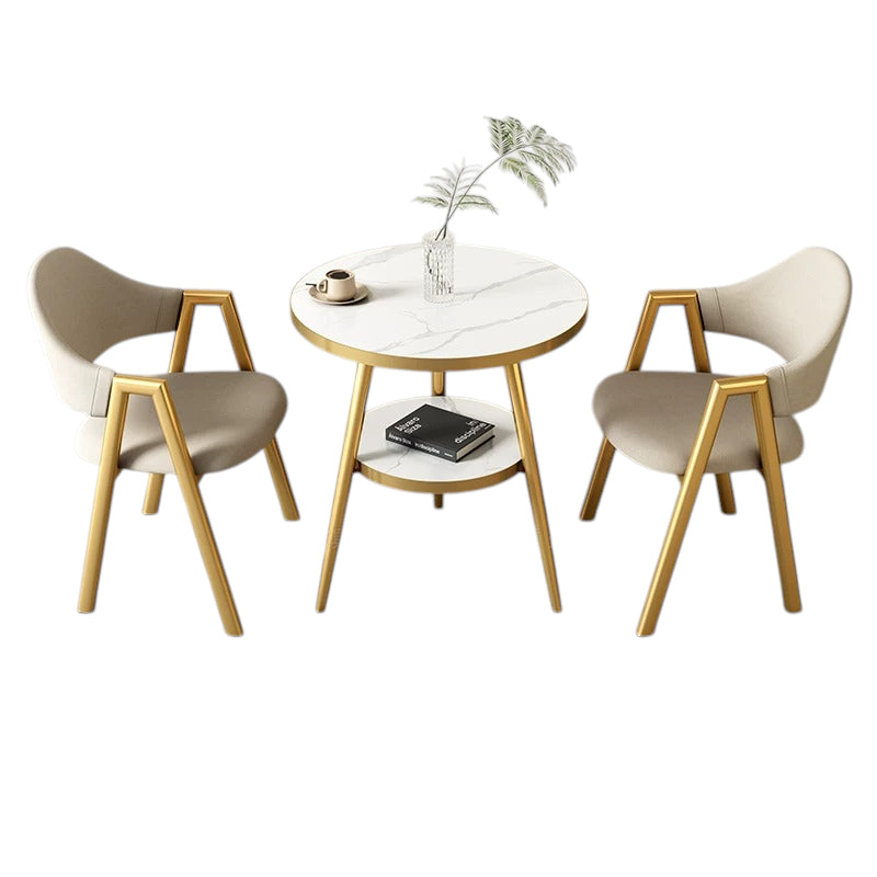 BDLFurniture Small Round Table and 2 Chairs Set Cafe Balcony Office Lounge Desk Compact Design