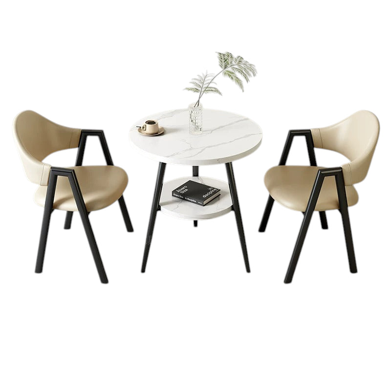 BDLFurniture Small Round Table and 2 Chairs Set Cafe Balcony Office Lounge Desk Compact Design