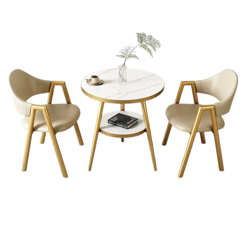 BDLFurniture Small Round Table and 2 Chairs Set Cafe Balcony Office Lounge Desk Compact Design