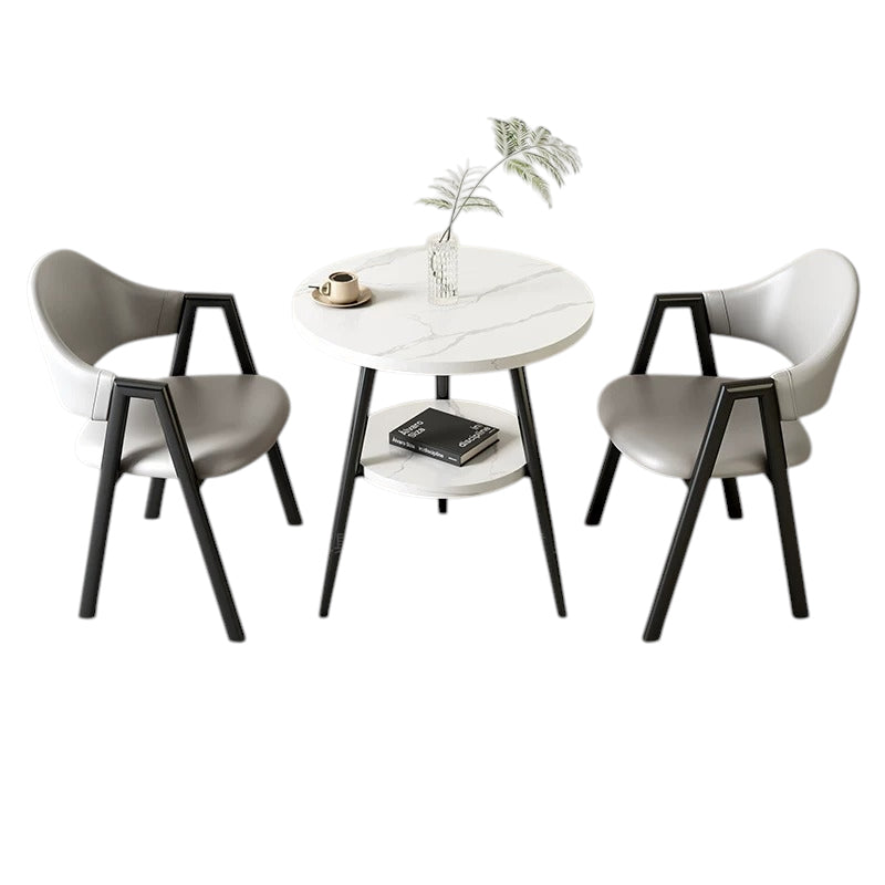 BDLFurniture Small Round Table and 2 Chairs Set Cafe Balcony Office Lounge Desk Compact Design