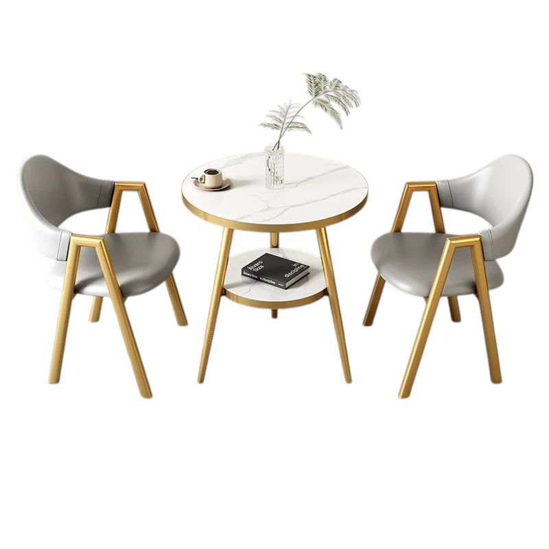 BDLFurniture Small Round Table and 2 Chairs Set Cafe Balcony Office Lounge Desk Compact Design