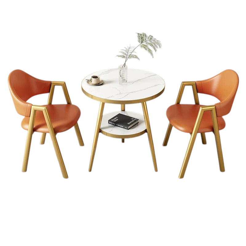 BDLFurniture Small Round Table and 2 Chairs Set Cafe Balcony Office Lounge Desk Compact Design