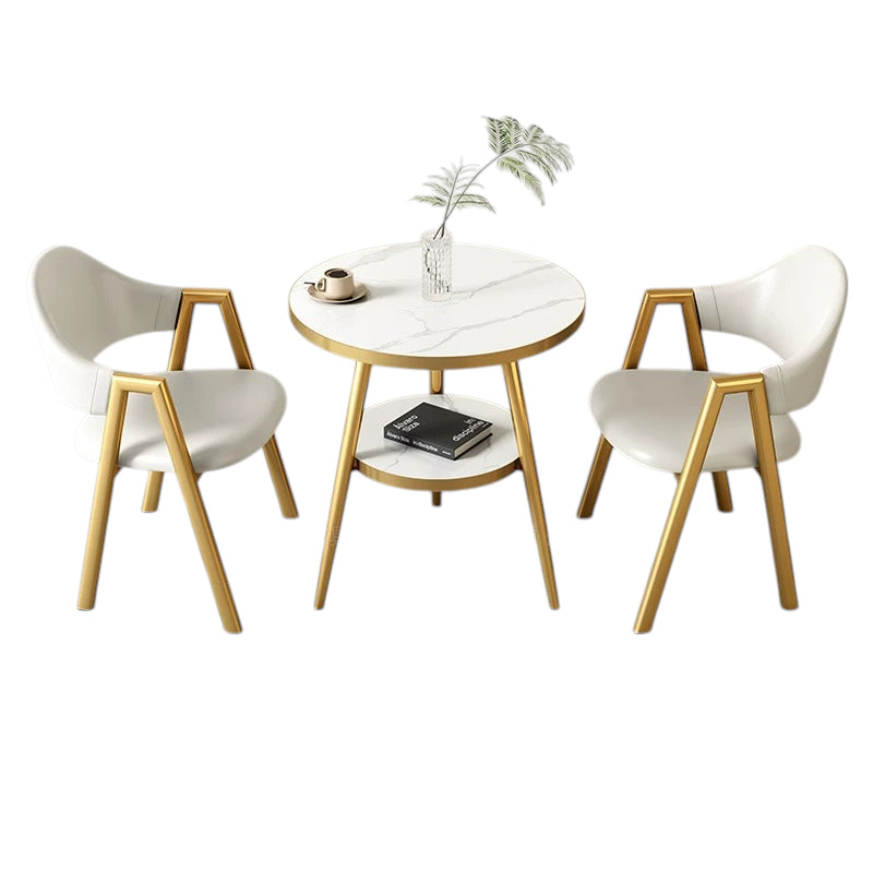 BDLFurniture Small Round Table and 2 Chairs Set Cafe Balcony Office Lounge Desk Compact Design