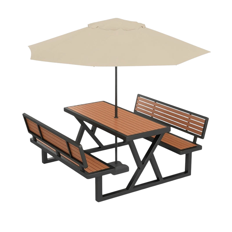 BDLFurniture Outdoor Plastic Wood Picnic Table Set Weatherproof Patio Bench Sunshade Options