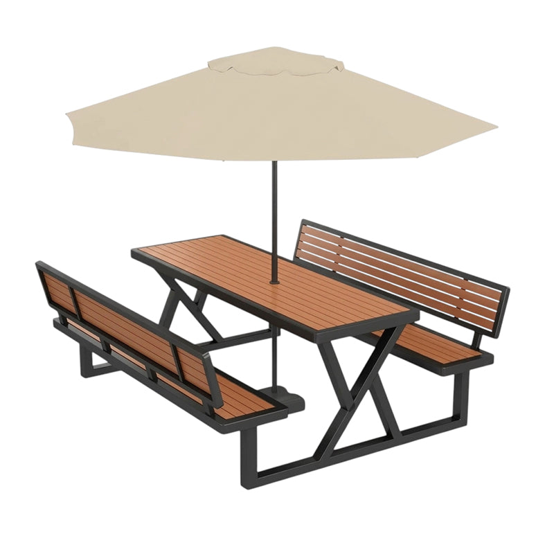 BDLFurniture Outdoor Plastic Wood Picnic Table Set Weatherproof Patio Bench Sunshade Options
