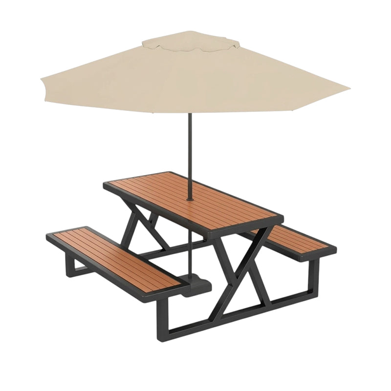 BDLFurniture Outdoor Plastic Wood Picnic Table Set Weatherproof Patio Bench Sunshade Options