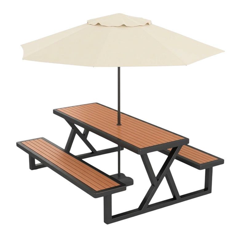 BDLFurniture Outdoor Plastic Wood Picnic Table Set Weatherproof Patio Bench Sunshade Options